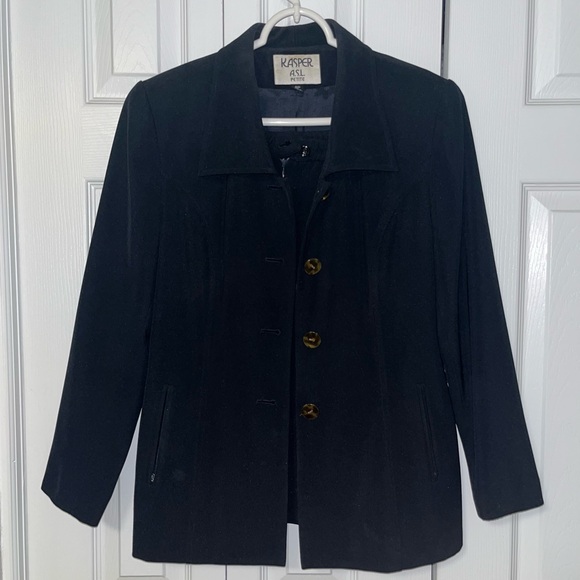 VINTAGE Kasper ASL 2PC Black Suit Set w/ Skirt - Picture 1 of 10